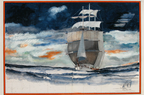 CARTHAGENE 65 X 100 GOUACHE SUR CARTE MARINE